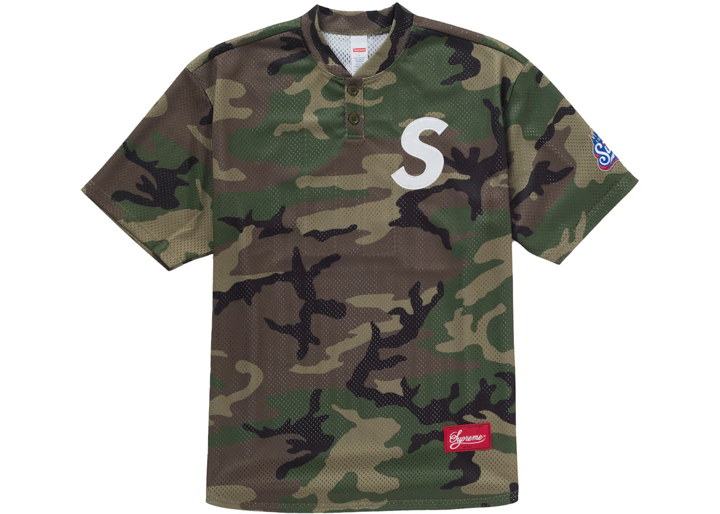 Supreme S Logo Baseball Henley 'Woodland Camo'